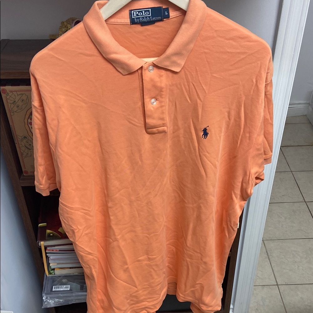 Vintage Polo by Ralph Lauren Men's Orange Polo Shirt